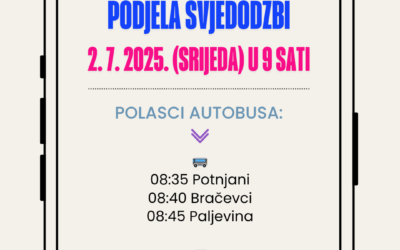 Podjela svjedožbi i polasci autobusa
